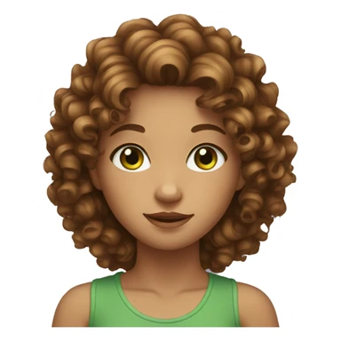brown curly hair girl with green eyes sticker