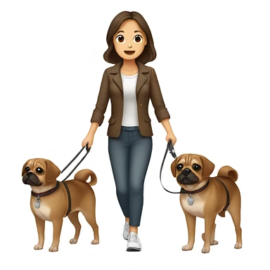 Mid 30s filipina walking two brown pugaliers on leash sticker