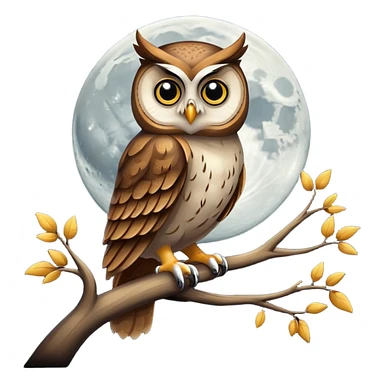 owl with moon sticker