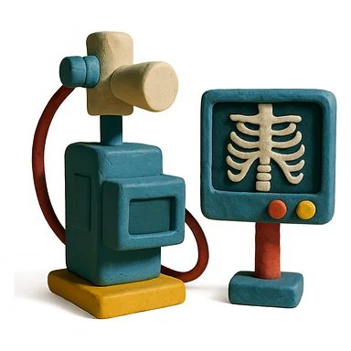 1980s X-ray equipment in claymation style sticker