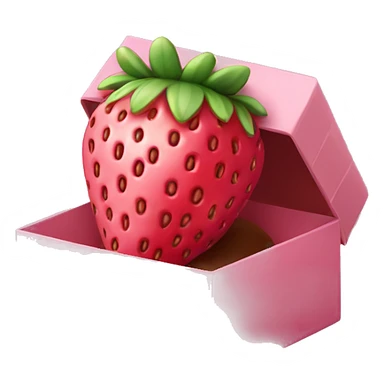 Dessert strawberry on a pink chocolate in a box sticker