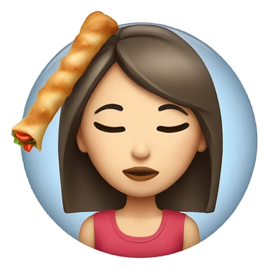 Girl with closed eyes kissing kebab  sticker