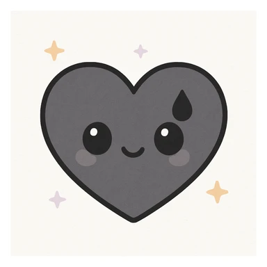 realistic gothic heart with a black teardrop, kawaii style sticker