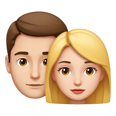 two people, man behind woman, simple and clear emoji style sticker