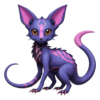 Rare realistic cool cute epic aesthetic gothic colorful Salandit-Amaura-Espeon-Genet-species-Fakemon-hybrid-creature, with markings, full body sticker