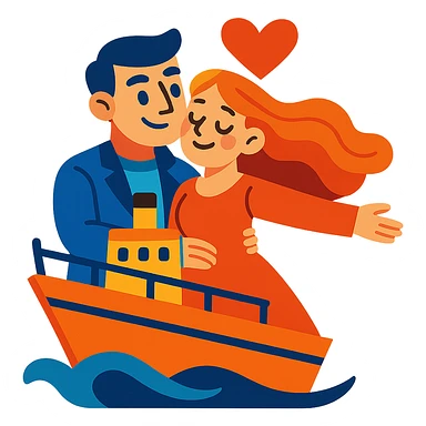 couple in love on a ship sticker