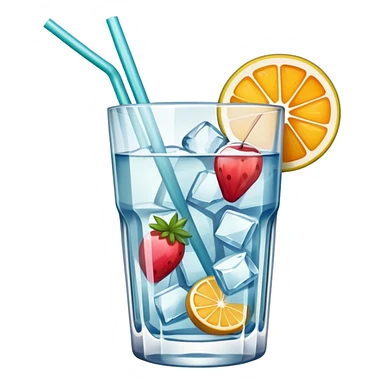 drink with slice of fruit and straw sticker