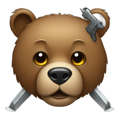 Bear face with weapons sticker