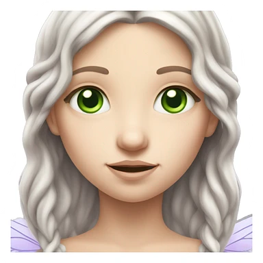 Slavic white girl fairy girl with brunette long hair green eyes and lavender wings  sticker