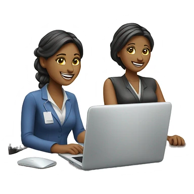 create an happy women helpdesk with their laptop sticker