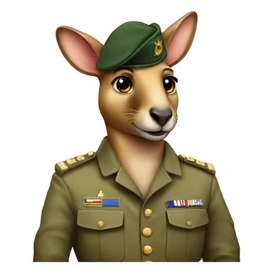 A kangaroo in military uniform  sticker