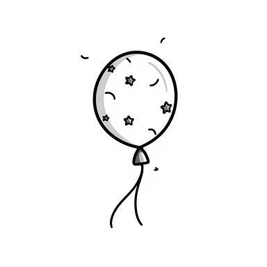 hand drawn doodle balloon with stars and playful lines sticker