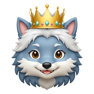chibi wolf with crown sticker