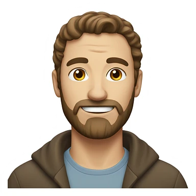 An Caucasian man, with brown hair, beard but no moustache sticker