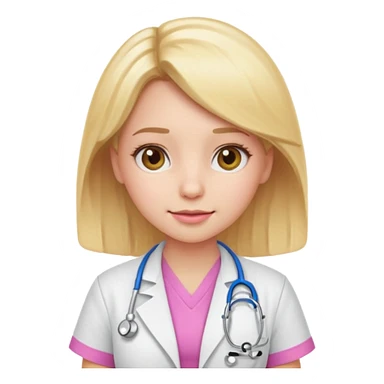 A cute emoji-style girl doctor with light blonde hair and pink medical wear sticker