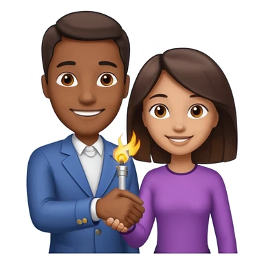 a man and a girl shaking hands, one with darker skin and one with lighter skin, apple emoji style sticker