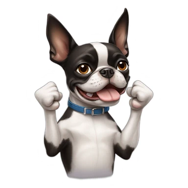 Boston terrier showing thumbs up gesture sticker