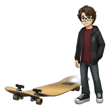 Harry potter with skateboard sticker