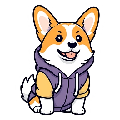 Corgi wearing a hoodie sticker