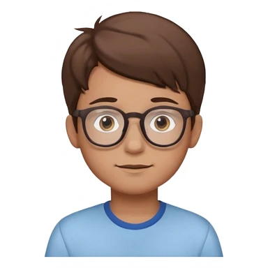 cartoon boy with brown hair, brown eyes, glasses,pastel toon style sticker