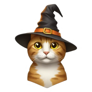 cat with a witch hat sticker