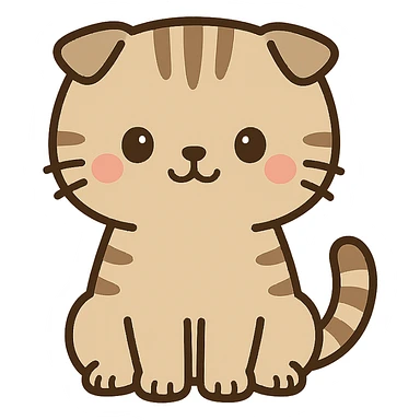 flat toon kawaii scottish fold kitten sitting sticker