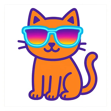 cat wearing sunglasses with neon glow sticker