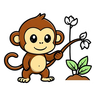 Monkey picking cotton sticker