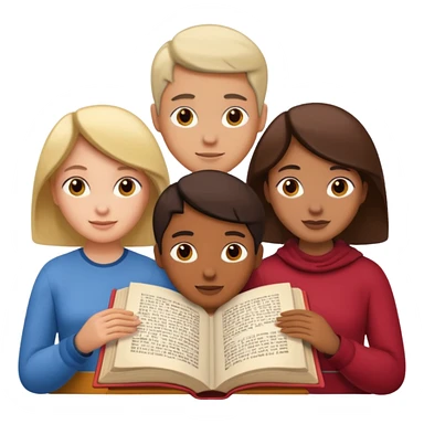 group of three figures inside a book sticker
