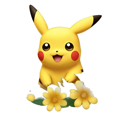 Pikachu with flowers sticker