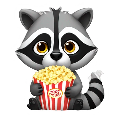 Raccoon eating popcorn sticker