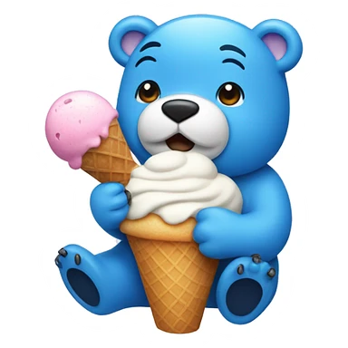 Blue bear with ice cream sticker