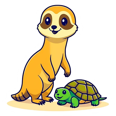 Meerkat next to a turtle  sticker