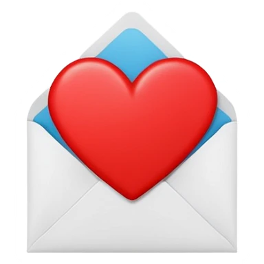 white envelope with a red heart sticker in the center, smooth and clean, minimal details, bright and saturated colors, glossy highlight


 sticker