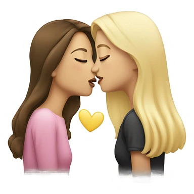 Brunette girl kiss blonde girl sticker