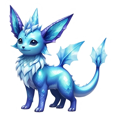Shiny Sparkly Ethereal Nebula Exotic Colorful Vaporeon-Glaceon-Amaura-Aurorus-Fakémon-hybrid-creature (full body)  sticker