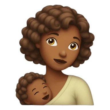 A woman holding a baby sticker