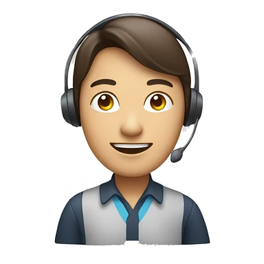 customer service agent with headset,mal asian, smiling, kind, face only sticker