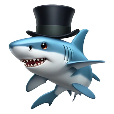 shark with a top hat holding a baby sticker