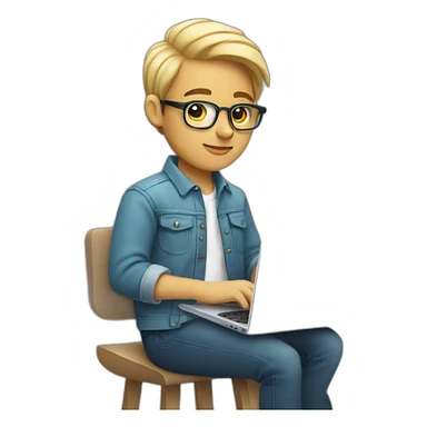 young white cool designer working on laptop no glasses sticker