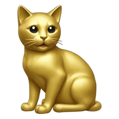 A statue of a cat in gold sticker