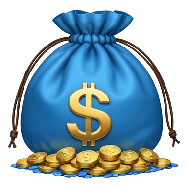 money bag on top of blue coins sticker