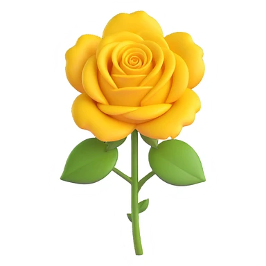 a single yellow rose, 3D emoji style sticker