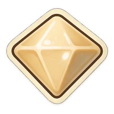 diamond shape carved from ivory. square tilted 45 degrees. full front view sticker
