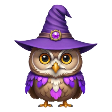 owl wear purple wicth hat sticker