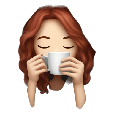 pale burgundy haired girl inside a blanket sipping coffee eyes closed sticker