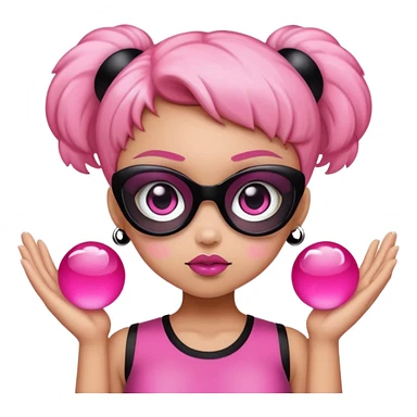 Light skin power puff girl wearing pink with black glass sticker