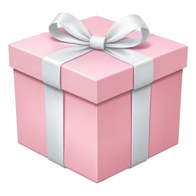 pastel pink gift box with white ribbon, soft pink color sticker