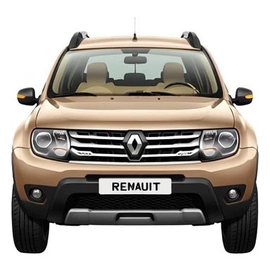 Front side of Renault Duster 2014. Beige colour  sticker