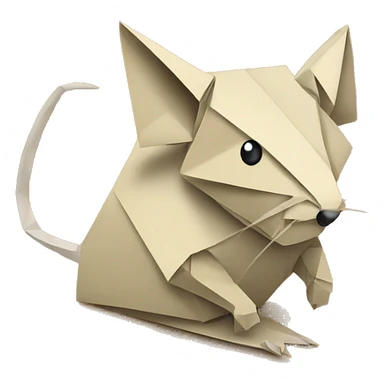 Beige Origami newspaper rat sticker
